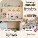 Desktop Hutch Bookshelf, 4-Tier Metal Desk Shelf for Top of Desk | Heavy Duty Countertop Organizer Rack with Peg Board & Accessories Space-Saving Storage for Dorm, Office & Home
