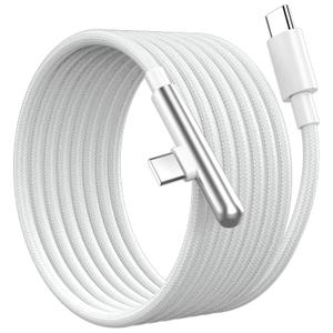 16FT USB C Cable Fast Charging 240W,Extra Long USB C to USB C Cable 16foot Type C Right Angle Charger Data Cord Braided for iPhone 17 16 Pro Max 15/iPad/MacBook Pro Air/Galaxy S26 S25 S24 Ultra,White