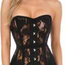 Daisy corsets womens Black Sheer Lace Corset Dress (2X)