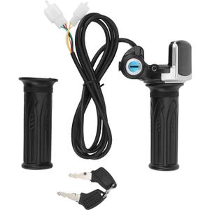 48V Half Twist Throttle, Electric Bike Throttle with LED Display Grip Lock Key Set for Ebike Motorcycle Scooter