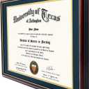 GraduationMall 14x17 Diploma Frame with Navy over Gold Mat or Display 16x20 Certificate without Mat,Solid Wood & Tempered Glass,Cherry Finish with Gold Trim