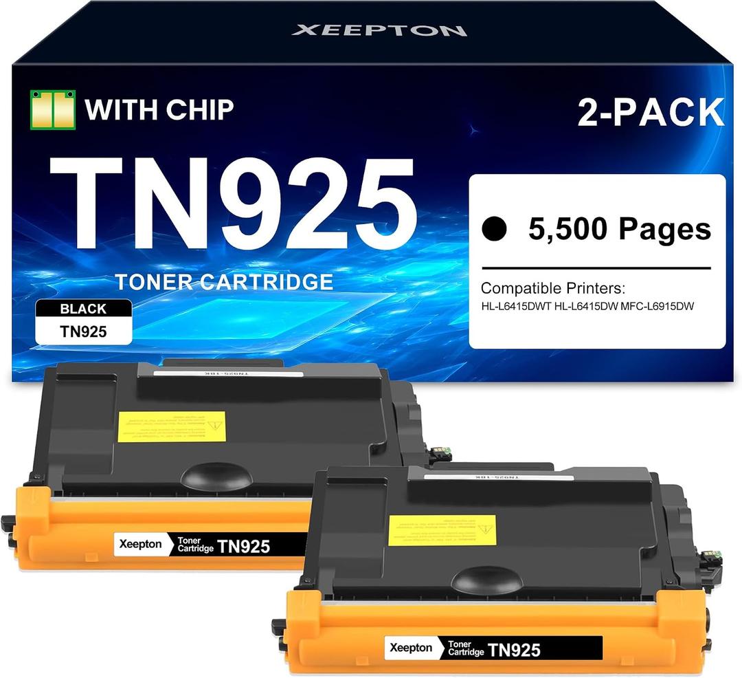 TN925 Black Toner Cartridge with Chip for HL-L6415 MFC-L6915 Printer 2-Pack | TN925 TN-925 High Yield Black Toner Cartridge Compatible for Brother HL-L6415DWT HL-L6415DW MFC-L6915DW Printer
