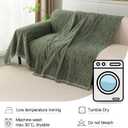 MYSKY HOME Boho Couch Cover Moss Green Sofa Covers with Tassel Farmhouse Sofa Slipcover Simple Couch Protector for Dogs Chenille Sectional Couch Covers L Shaped Couch Cushion Covers, 71"x 134"