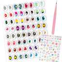 Face Decals Fit for 17cm Doll, 32 Pairs Decorative Eye Stickers for DIY Cute Beauty Cartoon Dolls Eye and Makeup Full Face Decal Stickers with Tool Accessories Set for Women Doll Lover