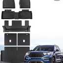 Floor Mats for Ford Explorer: 2025 2024 2023 2022 2021 2020 6 Seats Car Accessories (Non Hybrid), All Weather TPE Rubber Black Custom Fit Cargo Liner & Floor Liners & 3rd Row Back Seat Covers