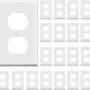 BESTTEN 20 Pack 1-Gang Duplex Wall Plate, Standard Size, Unbreakable Polycarbonate Receptacle Outlet Cover and Switch Cover, UL Listed, White