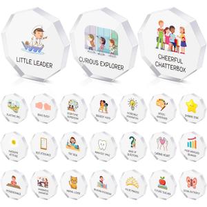 Chunful 24 Pcs Back to School Acrylic Awards Trophies 2.4 Inch Appreciation Gift Trophies Bulk Inspirational Awards Plaques for School Classroom Teacher Employee Supplies