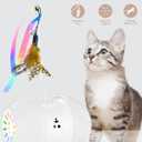 Interactive Cat Toy for Indoor Cats, Automatic Kitten Toys with 4 Feathers, Electric Cat Toys with LED Lights, 360° Rotating, Cat Exercise Toy, USB Rechargeable Cat Toy for Indoor Cats, Grey