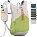 15L Small Hiking Backpack for Men Women Foldable Packable Back Pack Ultralight Hiking Daypack for Travel Camping Outdoor, Beige Green