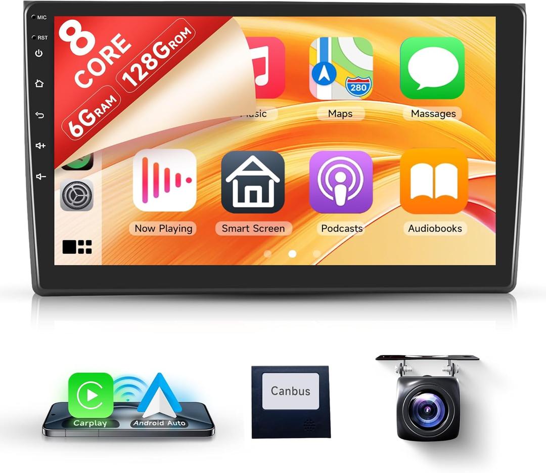 8 Core 6+128G Android Car Stereo for Audi A4 S4 RS4 2002-2007/Seat Exeo 2008-2012 Wireless Carplay Android Auto, 9'' Touch Screen Car Radio Bluetooth GPS Mirror Link WiFi FM DSP Backup Camera SWC