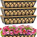 24 Inch Railing Planter Box Window Boxes Planters - 4 Pack Deck Railing Planter Boxes with Adjustable Brackets Coco Liners Balcony Planters Railing Hanging for Window Flower Boxes Outdoor Garden Decor