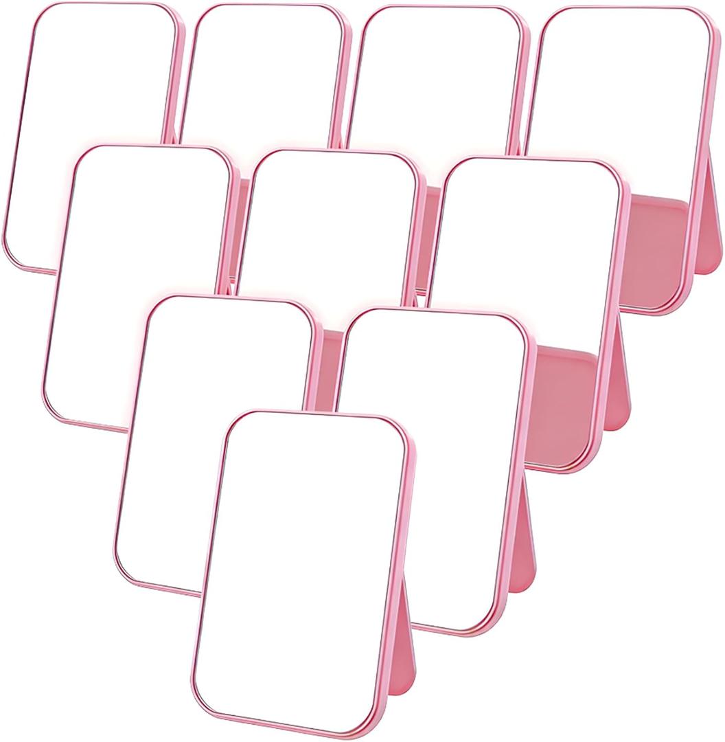 10 Pcs Spa Party Mirrors Sleepover Party Supplies for Girls Slumber Parties Supplies Pink Makeup Mirror Bulk for Sleepover Slumber Birthday Favors Gift (Pink)