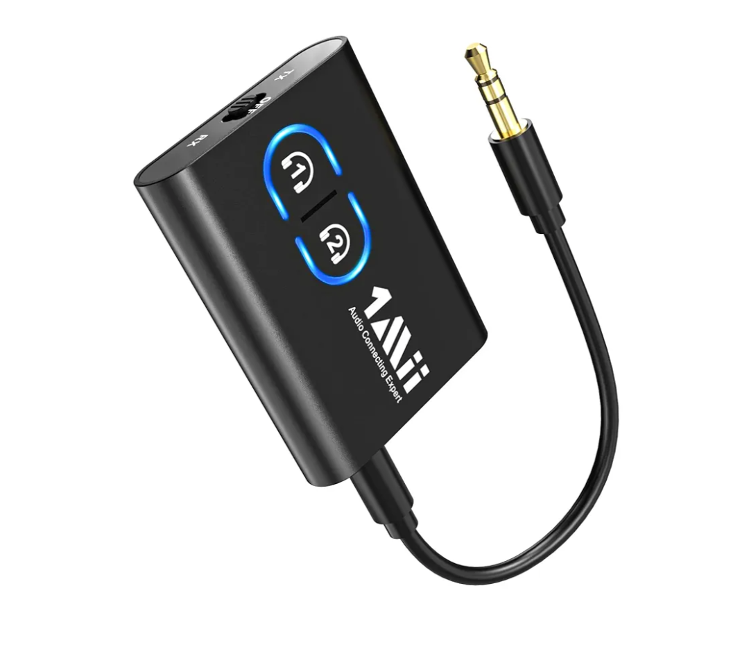 1Mii Bluetooth 5.3 Transmitter Receiver for TV to Wireless Headphones, Dual Link AptX Adaptive/Low Latency/HD Audio, Aux Adapter for Home Stereo, Airplane, Boat, Gym