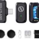 Hollyland Lark A1 Wireless Microphones for iPhone 15/16/17 & Android, 48kHz/24-bit, 3-Level Intelligent Noise Cancel, Magnetic Mini Microphone for YouTube,Podcast,Tiktok and Vlog (2TX + USB-C RX)
