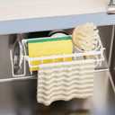 TAILI 4-in-1 Sponge Holder for Kitchen Sink with Strong Suction Cup Removable, Rustproof Stainless Steel Sink Caddy for Sponge, Brush, Scrubber, Scraper -White, 7.28" x 2.36"
