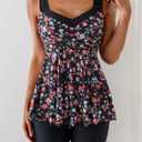 B2prity Tankini Swimsuits for Women Tummy Control Two Piece Modest Bathing Suits Floral Skirt Top with Boyshorts (M)