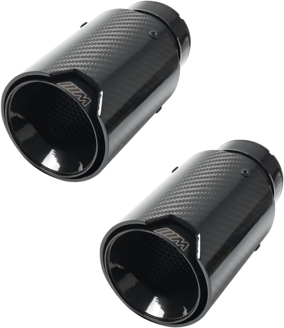 2-Piece Set Carbon Fiber Exhaust Tips for BMW 3 Series 4 Series, Universal Tailpipe 3" Inlet to 4"Outlet (Black)