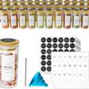 SpaceAid 36 Pcs Spice Jars with Bamboo Lids and Labels, Empty 4oz Glass Spice Bottles, Minimalist Farmhouse Spice Labels Stickers with Funnel, Seasoning Containers for Spice Rack, Cabinet and Drawer