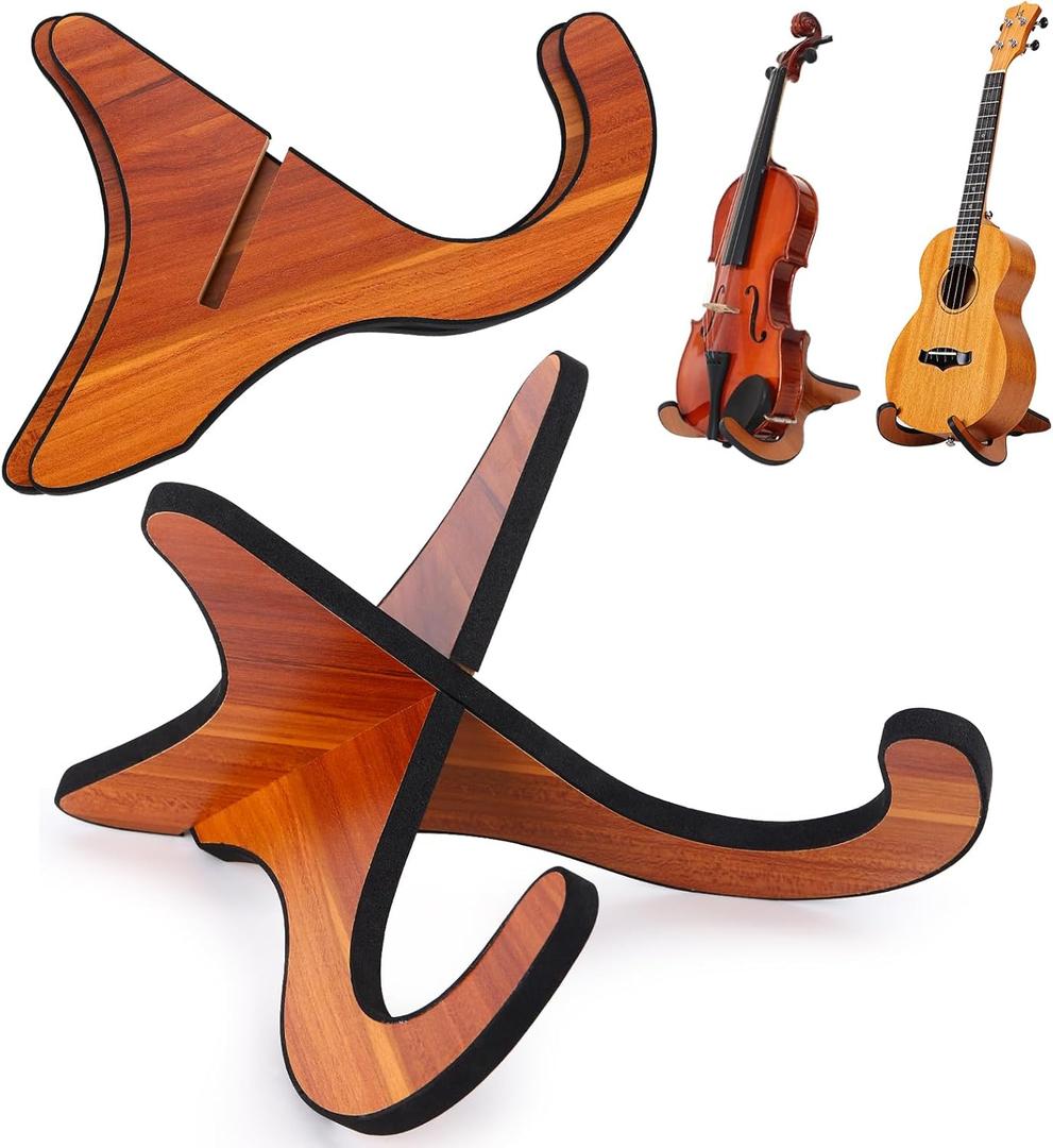 Ohlove Violin Ukulele Stand, Portable Wooden Stand for Mandolins, Banjo (1 Pack)