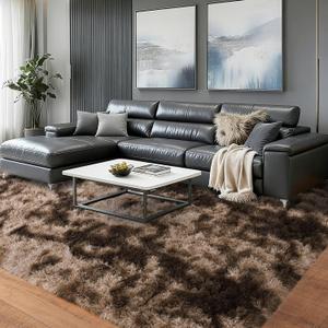 IPABOBO Brown Area Rug 4x6 for Bedroom, Ultra Soft Fluffy Shag Rugs, Modern Indoor Plush Carpet Non-Slip for Living Room Dorm Nursery Kids Room Home Decor (Tie-dyed Brown)