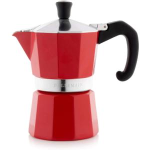 Bellemain Stovetop Espresso Maker | Italian Moka Pot Espresso Maker, Classic Aluminum Design Mocha Pot for Home Brewing & Camping | Easy to Use & Clean - 3-Cup, Red
