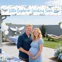 Kreatwow Vintage Airplane Baby Shower Decorations Airplane Yard Decoration Little Explorer Landing Soon Baby Shower Yard Banner Aircraft Aviator Cloud Hot Air Balloon Party Outdoor Sign for Pregnancy