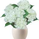 6PCS White Hydrangea Artificial Flowers Bouquets, Bulk Silk Hydrangea Heads with Stems, Fake Hydrangeas Flowers Arrangement, Faux Floral Decor for Home Wedding Party