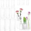UDU 12 Pack Glass Cylinder Vases for Centerpiece 4,6,8,10 Inch Tall Clear Flower Vase Hurricane Floating Candle Holder for Table Centerpiece Wedding Home Decor
