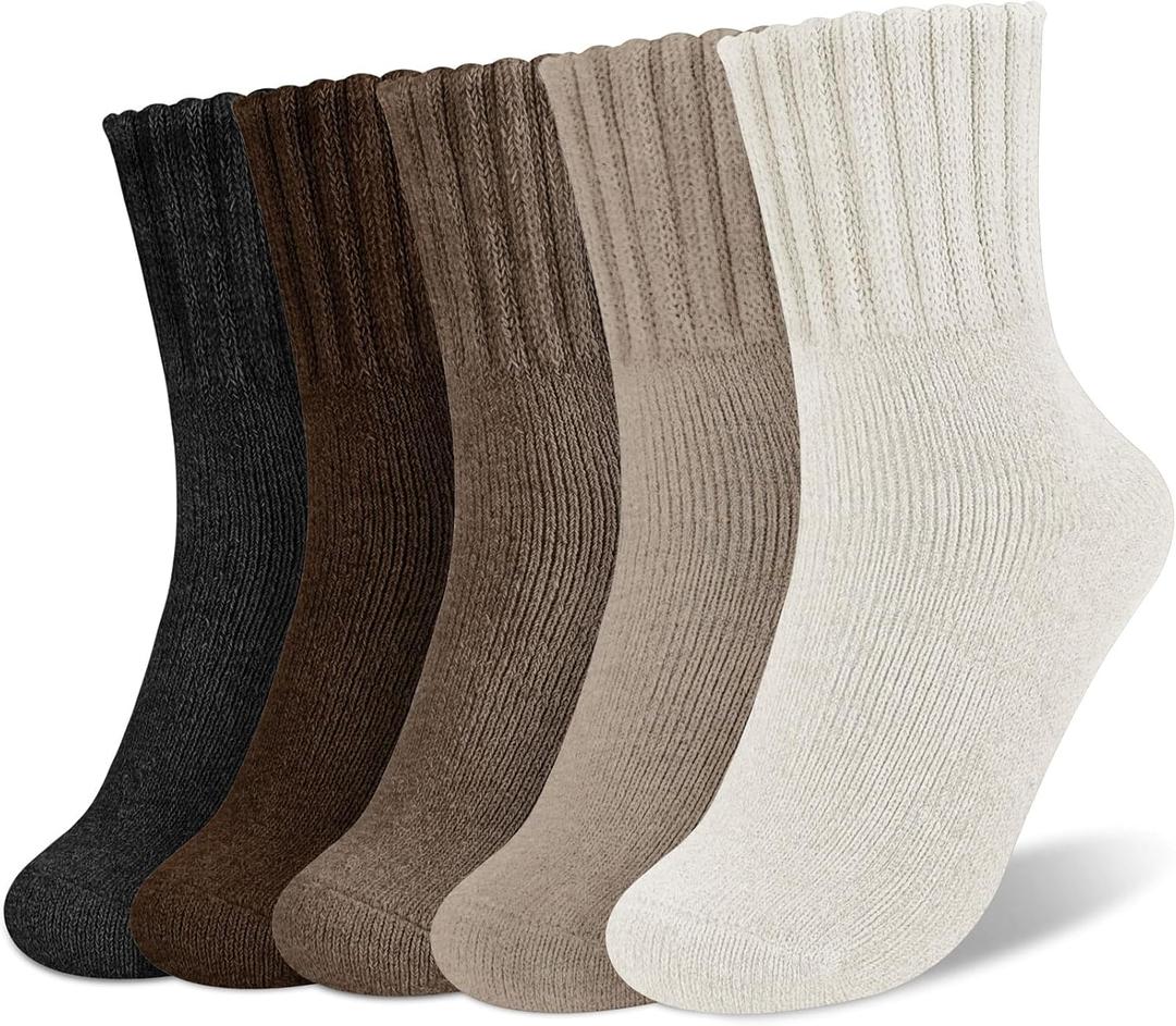 Senker Fashion Boot Socks for Women, Thick Winter Wool Crew Sock Knit Warm Cozy Christmas Stocking Stuffers Gifts (Large, Black Brown Khaki Beige White)