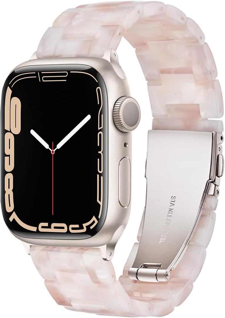Light Apple Watch Band-Fashion Resin Apple Watch Series 10 Series 9 Series 8 band, iWacth Bands, Apple Watch Bands 46mm for Women, Compatible with Apple Watch Series 10 9 8 7 SE 6 5 4 3 2 1 -Flower Pink, 42mm(Series 3 2 1)/ 44mm/ 45mm/ 46mm/ 49mm Light Apple Watch Band-Fashion Resin Apple Watch Series 10 Series 9 Series 8 band, iWacth Bands, Apple Watch Bands 46mm for Women, Compatible with Apple Watch Series 10 9 8 7 SE 6 5 4 3 2 1 -Flower Pink, 42mm(Series 3 2 1)/ 44mm/ 45mm/ 46mm/ 49mm