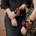 Ling's moment 6pcs Wedding Wrist Corsage Artificial Flowers, Girl/Mother Homecoming Prom Corsages Wristlet Halloween Dcor, etc. Black Gothic Burgundy