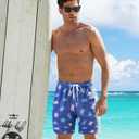 UNICOMIDEA Men Swim Trunks with Compression Liner 9 Inch Long Board Shorts (X-Large, A2 Blue White)