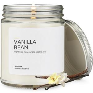 1OAK Vanilla Bean Candle - Vanilla Candles for Home - Soy Wax Scented Candles - Hand-Poured (7oz.) (Clear Jar (7oz))