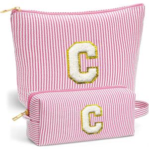 Cute Stuff for Teen Girls Gifts - 2 Piece Set Makeup Bags, Makeup Organizer Pouch for Travel, 6-12 Year Old Girl Birthday Gifts, Travel Essentials for Women, Personalized Birthday Gifts- C