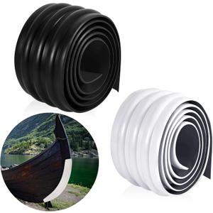 Sratte 2 Rolls Self Adhesive DIY Keel Guard for Fiberglass and Aluminum Boats Protector Kayaks Accessories, Black, White (118 x 2 Inch)
