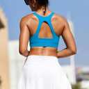 RUNNING GIRL Sports Bras for Women High Support,Racerback Supportive Molded Cup Sports Bra with Sewn in Pads (Blue, M)
