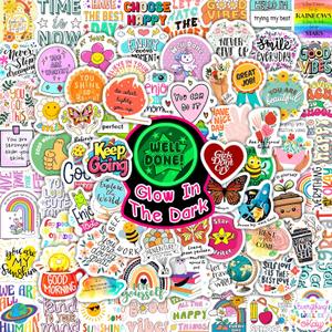 70 Pcs Glow in The Dark Motivational Quotes Stickers for Water Bottle, Kids Adults Positive Affirmation Laptop Decals, Waterproof Vinyl Stickers for Scrapbook Luggage Phone Case Skateboard Bike (0-inspirational-280kshr)