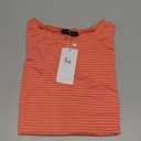 LA BAISEO Womens Casual Cap Short Sleeve Striped Tops Summer Open Back T-Shirts Crew Neck Basic Shirts (US, Alpha, Small, Regular, Regular, Orange)