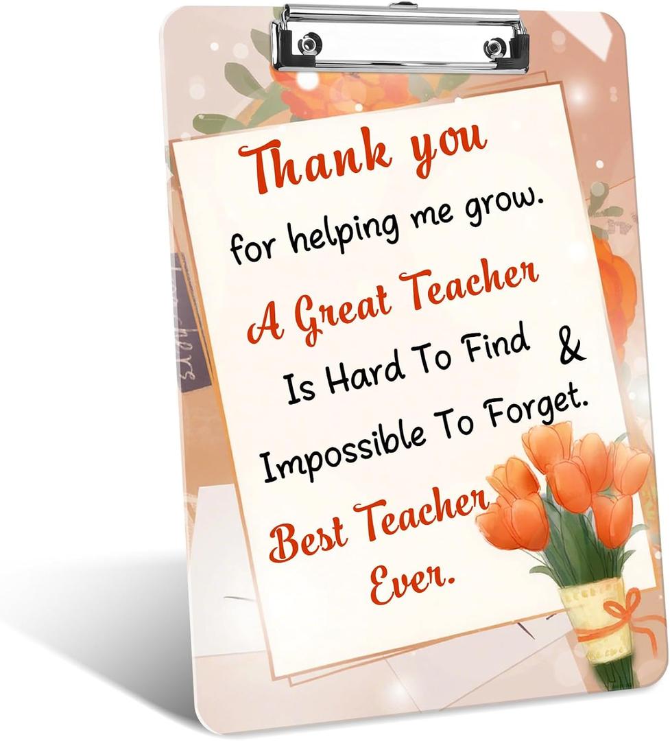 Thank You Teacher Gifts for Teacher Clipboard Appreciation Gifts Birthday for Women Men End of Year Gift Clip Board Graduation Retirement Christmas Valentines Present from Students Colleague Friends