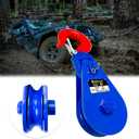 8Tons Snatch Block with Hook | 6'' Sheave for 3/4" Inch Wire Rope | High Strength Snatch Blocks17600Lbs for Towing and Recovery Applications | Tow Truck Rollback Wrecker Car Hauler Winch (Blue)