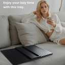 Sofa Arm Tray,Bamboo Folding Couch Arm Tray,Sofa Armrest Trays with Anti-Slip Pad for Drinks,Snacks,Phone,Remote ControlBlack