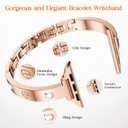 Mosonio Slim Bracelet Band with Sparkly Accents Compatible with Apple Watch Bands 46mm 45mm 44mm 49mm 42mm(Series 3 2 1)/ 38mm 40mm 41mm 42mm(Series 11 10) for Women, Stylish Adjustable Link Thin Metal Strap for iwatch Ultra Series 11 10 9 8 7 6 5 4 SE 3 2 1