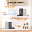 ZOMISIA Gravity Cat Food and Water Dispenser Set with 304 Stainless Steel Bowls, 2 in 1 Automatic Cat Feeder with 180 Degree Rotatable Water Bowl, Large Capacity for Puppy Kitten Rabbits, Grey
