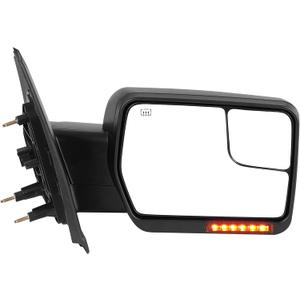 AUTOSAVER88 Door Mirror Compatible with 2004-2014 Ford F150, Right Passenger Side Mirror with Turn Signal Puddle Light Power Heated Manual Folding Black