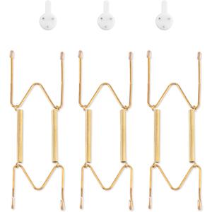Bilillo 3 Pack Plate Hangers for The Wall, Suitable for 6-8 inch Art Plate, Stainless Steel Invisible Heavy Duty Wire Plate Holder with Wall Hooks, Plate Hangers for Displaying Plates, Platter, Dish