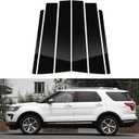 6PCS B+C Pillar Post Window Cover Trim Kit Compatible with Ford,PC Door Pillar Moldings Stickers Set Decoration for Explorer 5th Gen 2011-2019Glossy Black with No Holes