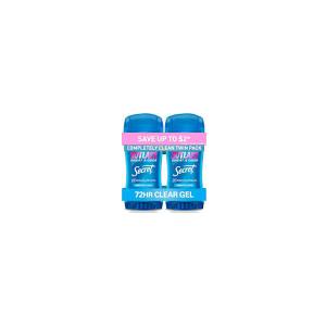 Secret Outlast Antiperspirant Deodorant for Women, 72hr Sweat & Odor Protection, PH Balancing Minerals, ProHyaluronic Acid, Clear Gel, Completely Clean Scent, 2.6 oz (Pack of 2)