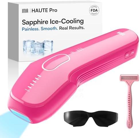 INIA Laser Hair Removal with Ice-Cooling Care for Women and Men, HAUTE Pro Painless at-Home IPL Hair Remover for Coarse Hair in Bikini and All Body Areas, Latest Generation for Effective Results
