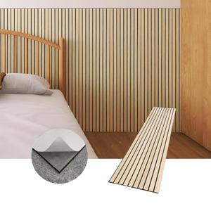 Modern Wood Slat Wall Panels, Peel and Stick Acoustic Panels, Self-Adhesive Wall Covering, Natural Wood Finish 8 Pack (Oak)