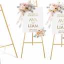 GRENTY 2 Pack Gold Easel Stand for Wedding Signs No Assembly Needed, Heavy Duty Metal Display Stand for Art, Welcome Signs, Posters, Pictures, Paintings, and Floor Dcor